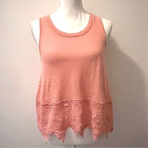 Altar’d State Coral Lace Hem Tank Top | Size XS